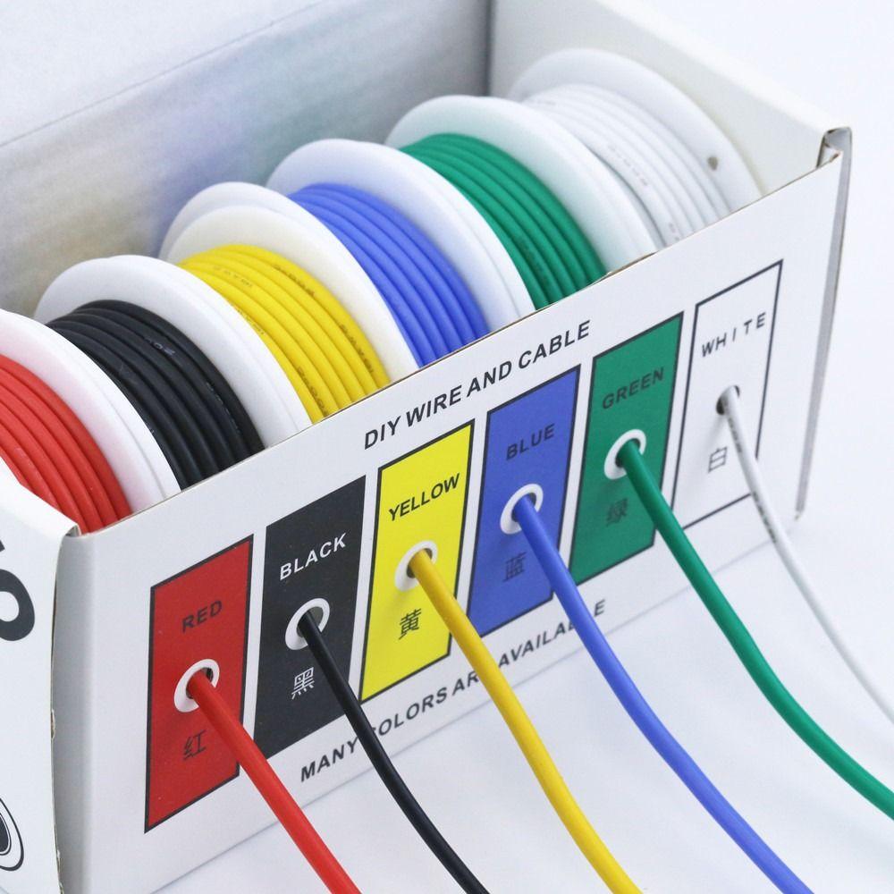 6 Colors AWG Electric Wire Tinned Copper Widely Utilized Silicone Stranded Electric Wires Electrical DIY Solid Cable