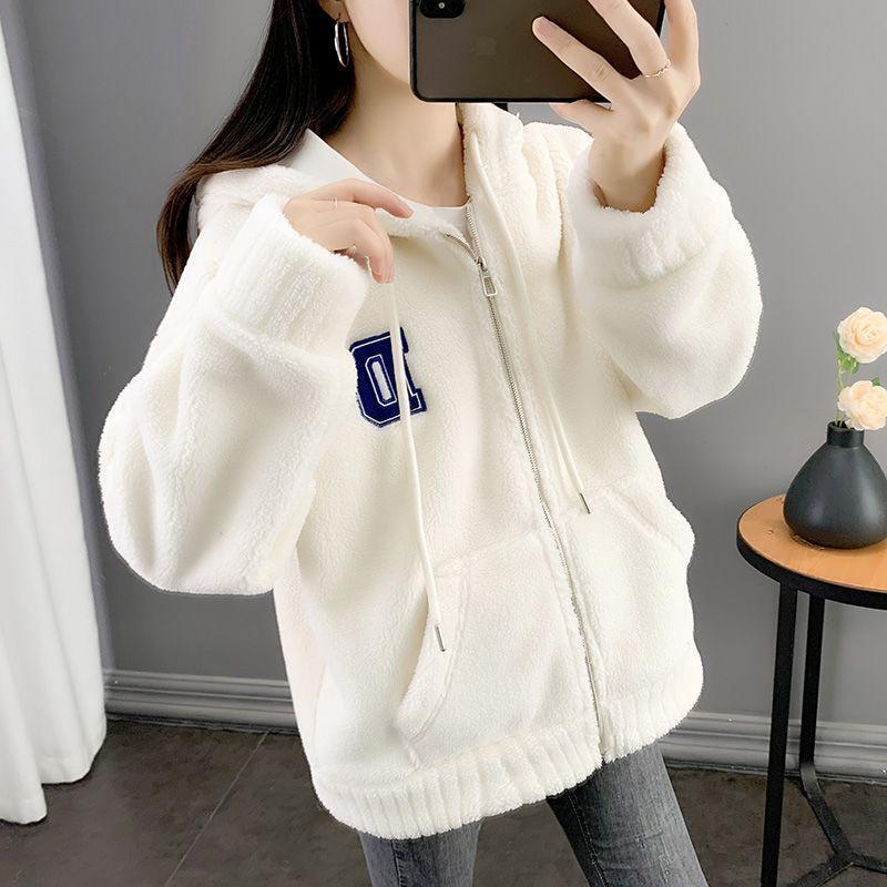 Пальто для женщин Зимняя хлопковая куртка с капюшоном Однотонное Утепленное Меховой бархат Свободное Повседневное Пальто Топ