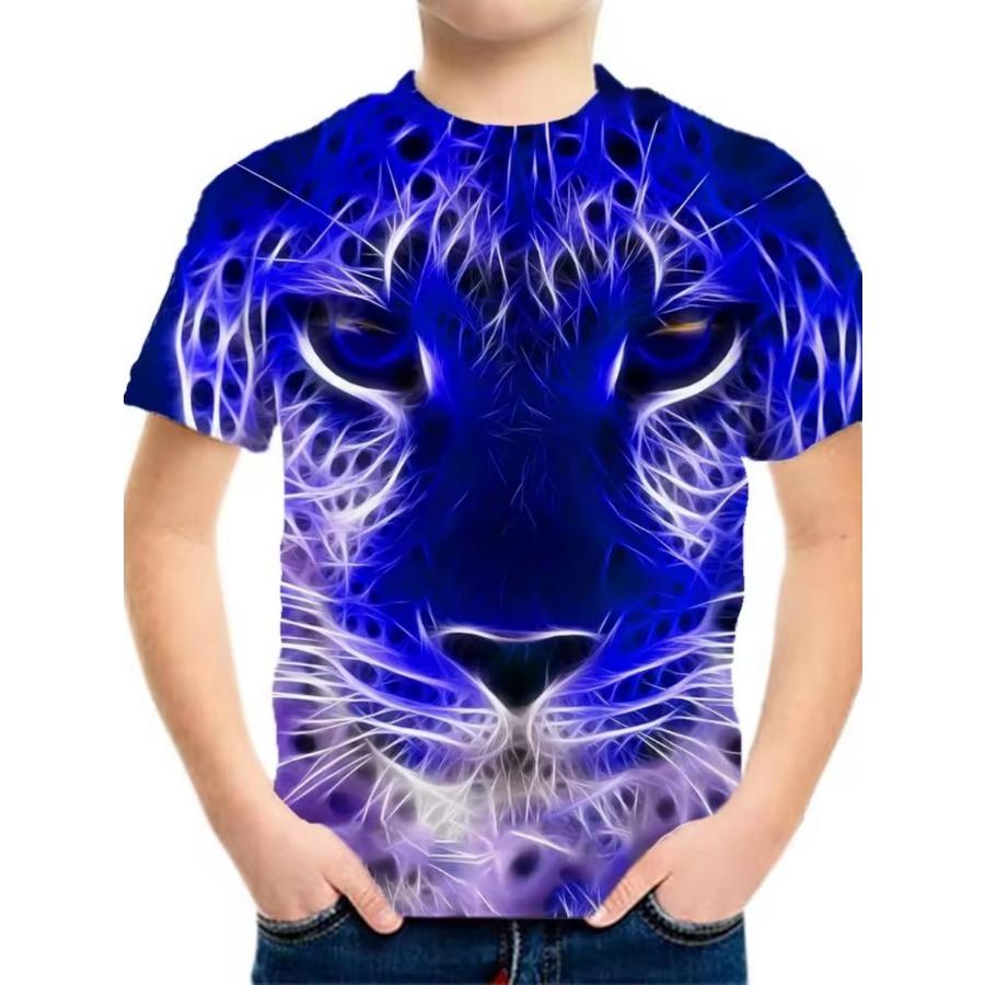 3D Digital Print Kids Stylish Lion Dragon Animal Pattern T-Shirt Boys Short Sleeve Crew Neck Casual T-shirts
