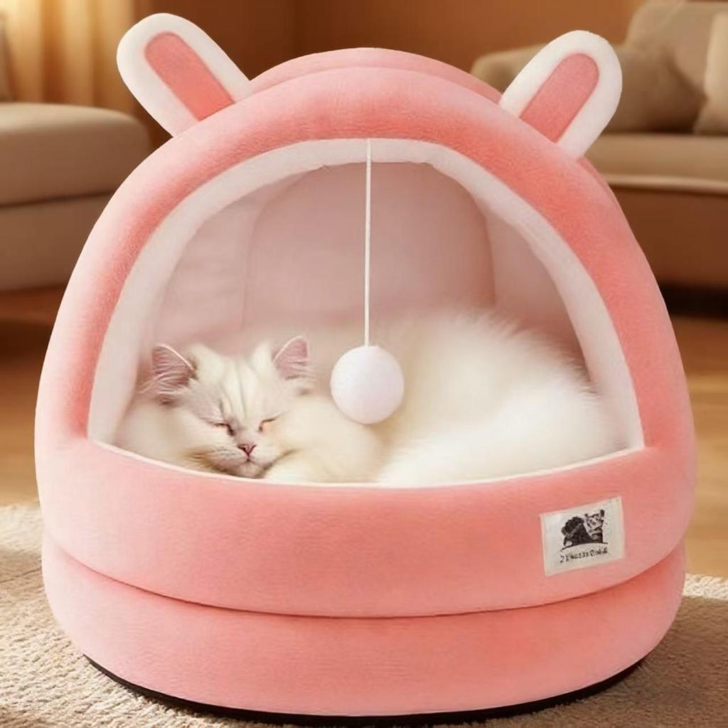 Зимний теплый полузакрытый домик для кошек и котенков, всесезонная подстилка-гнездо для питомцев