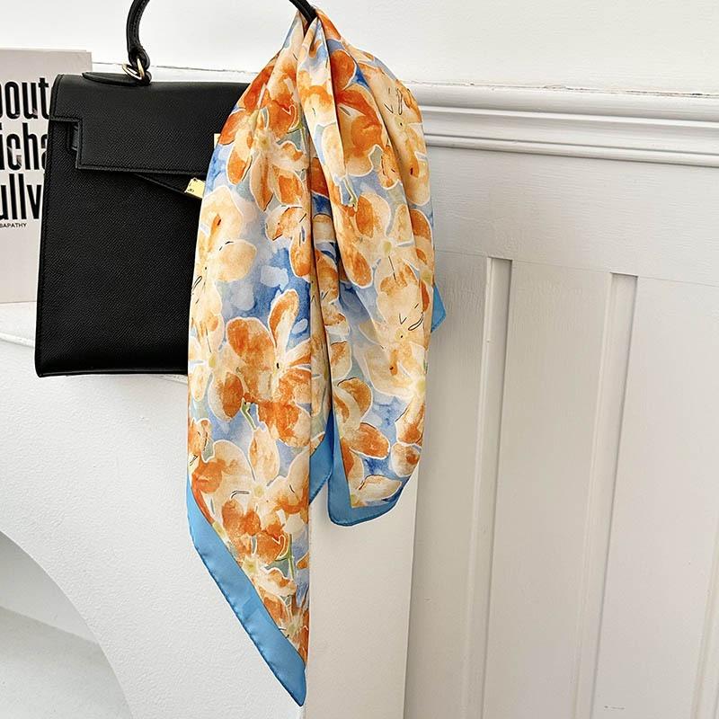 Silk Scarf Neck 70 Square Scarf New Printing Small Fresh Versatile Streamer Neck Protector Scarf Shawl