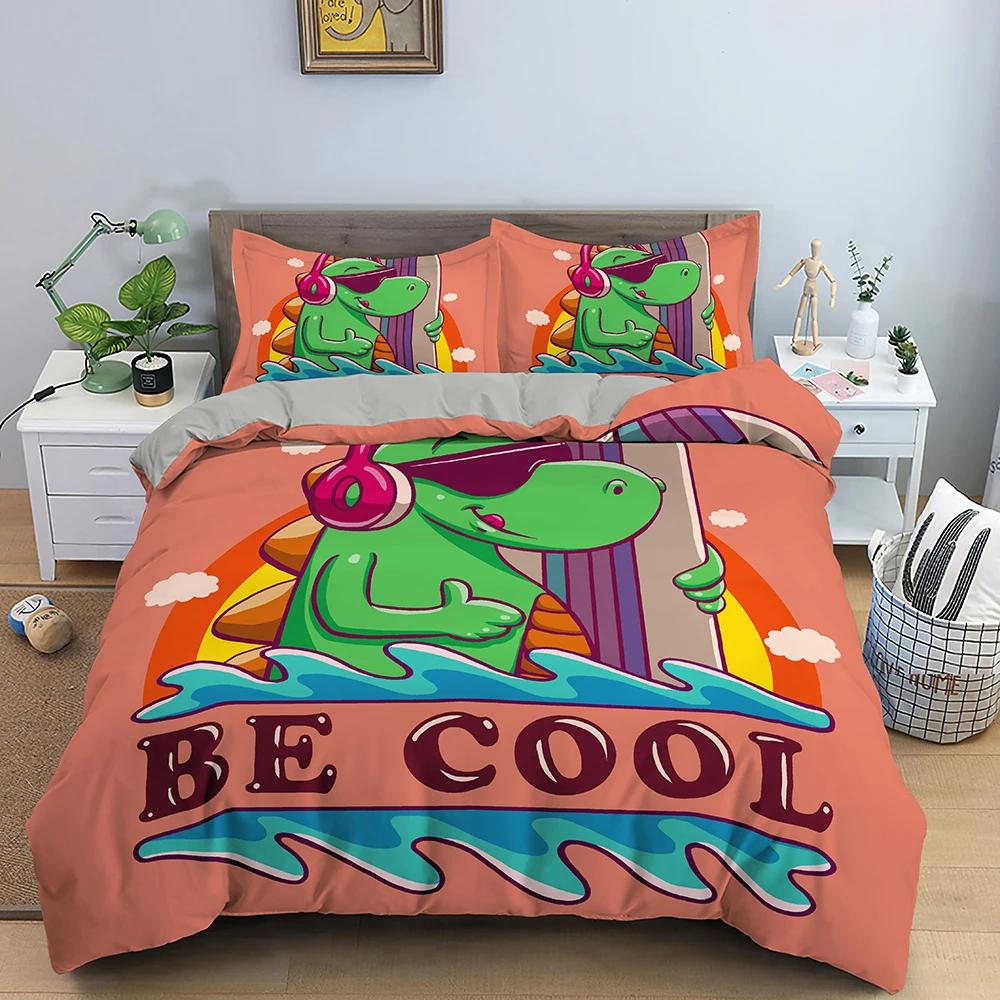 Cartoon Dinosaur Duvet Cover King Queen Size Jurassic World Theme Bedding Set Kids Ancient Animals 2/3pcs Polyester Quilt Cover