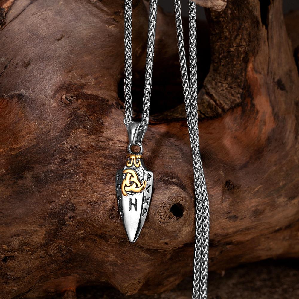 Скандинавские руны Одина, копье, ожерелье Gungnir, мужское золотого цвета, кулон со стрелой из нержавеющей стали, Valknut, талисман, мужские ювелирные изделия викингов
