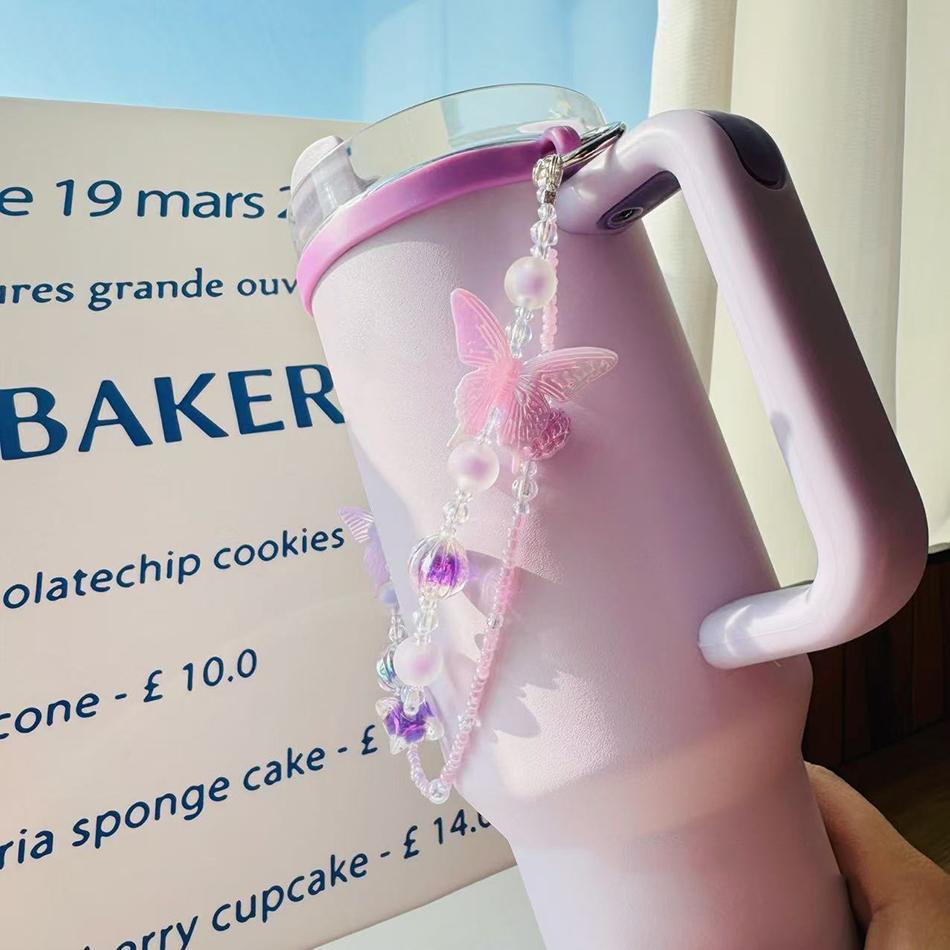 Ручка-ремешок для бутылки для воды для стакана Stanley 30 унций/40 унций Портативный милый хрустальный набор чашек 6-10 см Силиконовый ремешок Аксессуары для термокружки