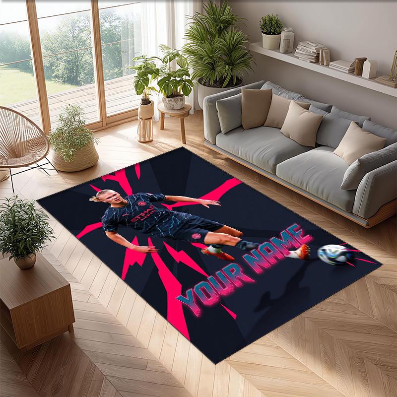 Erling Haaland Printed Crystal Velvet Rug Non‑Slip Crystal Velvet Carpet For Sofa Bedroom Indoor Home Decoration