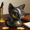 1/2Pcs Enigmatic Cat Sculpture Big Eyes Gaze Black Cat Statue Resin Figurine Home Office Desktop Decoration Ornament