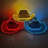 LED Luminous Cowboy Hat - Western Style for Men & Women, Large Brim Straw Sun Hat for Summer and Outdoor Performances