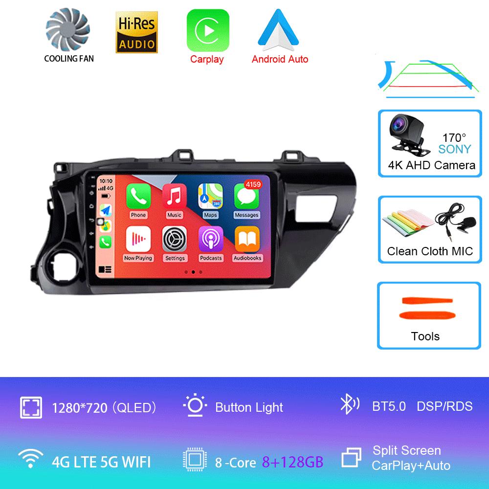 Для Toyota Hilux Пикап AN120 2015-2020 RHD LHD 8 ядер 2 DIN Android 14 Авто Автомагнитола Мультимедиа 2din Стерео Carplay GPS dvd