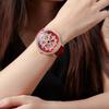 Luxury Davena Spin Snow Flower Women's Watch Japan Mov't Crystal Lady Hours Fine Fashion Real Leather Bracelet Girl's Gift Box