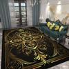 Home Decoration Luxury Black Living Room Rug Antiskid Golden Border Gaming Room Carpet Big Size Soft Entrance Door Mat Washable