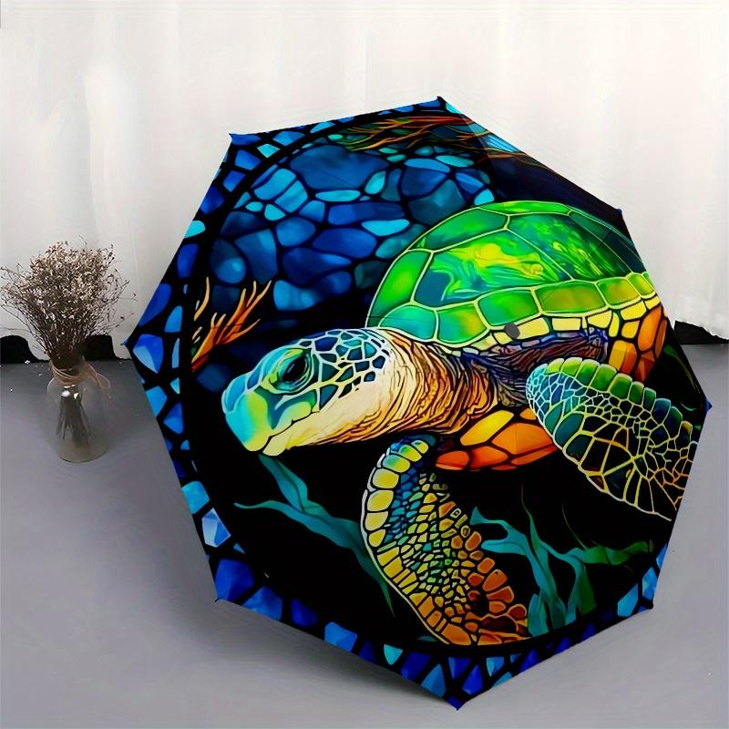 Line design, Turtle themed Eight rib Automatic Folding Umbrella Is Suitable for Both Men and Women, Making It A Perfect Christmas and Valent