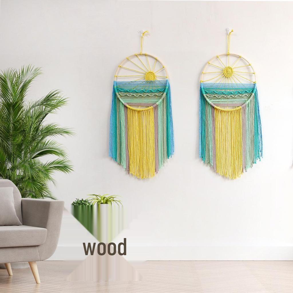 Тканый вручную гобелен из хлопковой веревки «Рассвет Закат» для декора комнаты