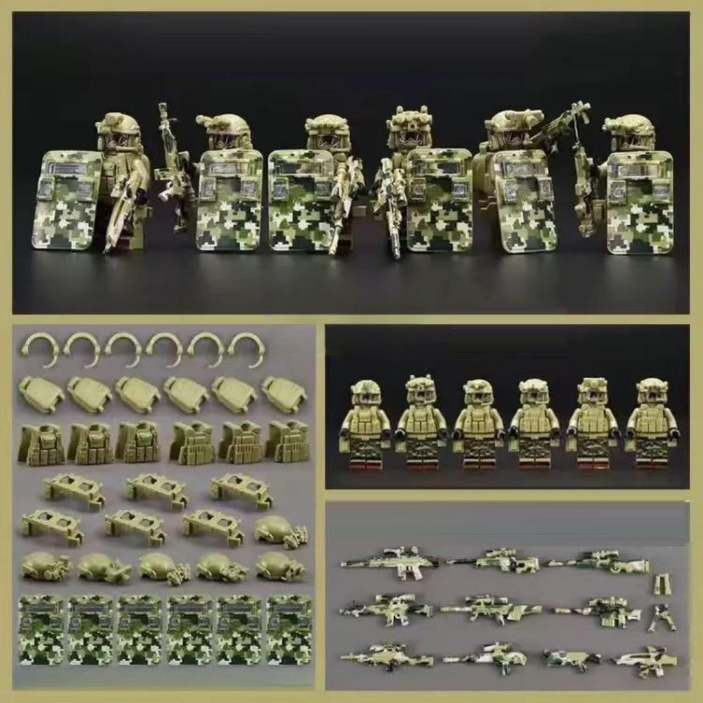 Military Special Forces Minifigures Building Blocks SWAT Ghost Commando Police Soldiers Army Action Figure Weapons Bricks Kids Toy Birthday Gifts
