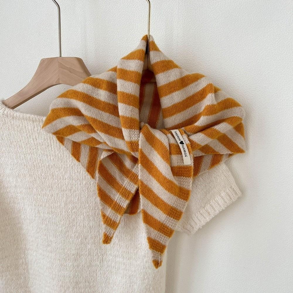 Striped Cross Scarves Wool Cross Neckerchief Long False Collar Girl