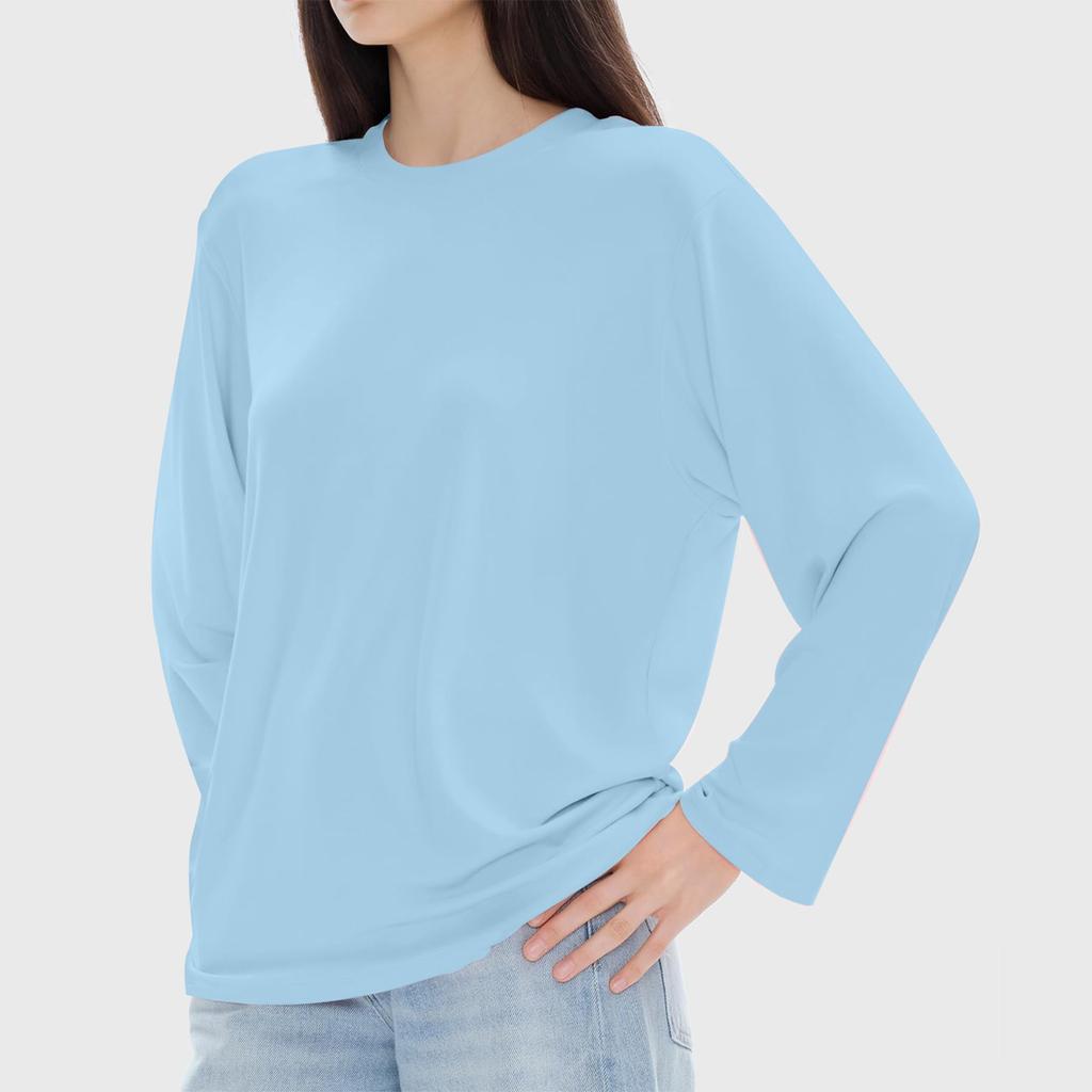 Женская модная повседневная блузка с длинным рукавом и круглым вырезом, пуловер