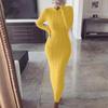 Women Elegant Long Sleeve Dress Fall Round Neck Party Long Fall Winter Dress Long Club Party One-Piece