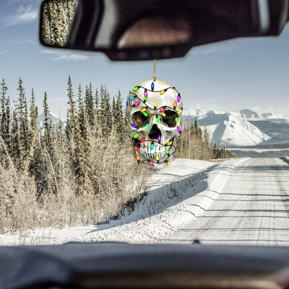 DIY Skull Pendant Horror Skeleton Car Ornaments Christmas Tree Drop Ornaments Car Rearview Decor