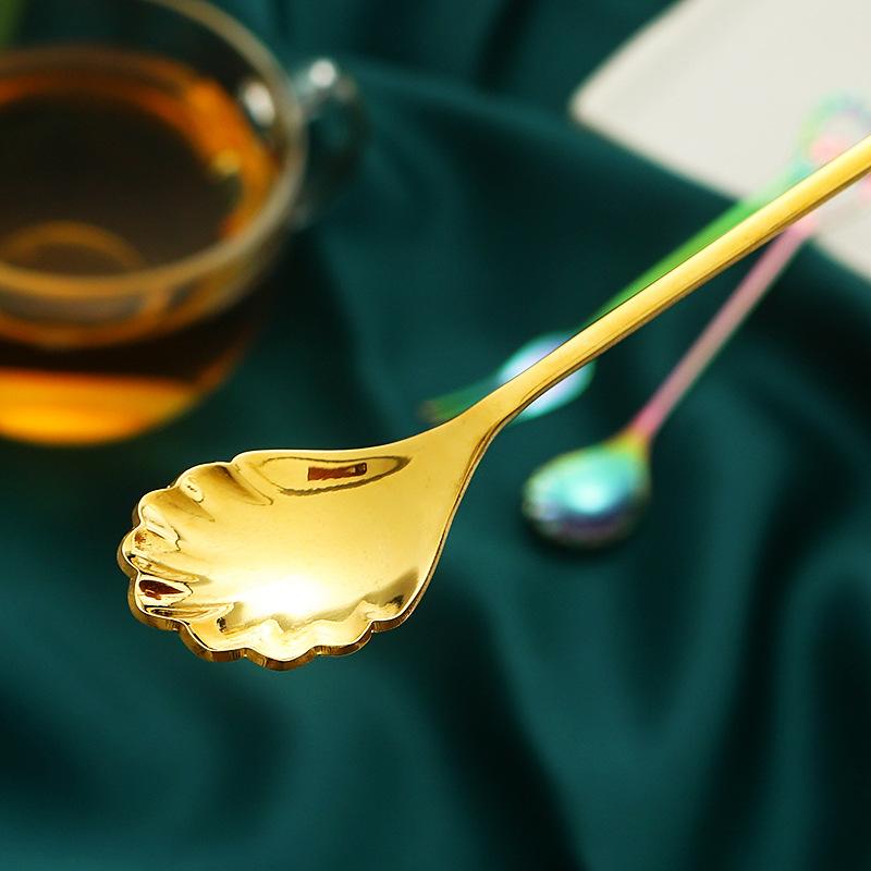 1 шт. вилка для торта и 1 шт. чайная ложка из нержавеющей стали креативная форма ракушки кофейные ложки ложка для смешивания напитков вилка для торта фруктовые десертные вилки