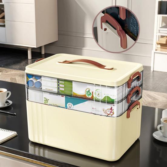 3-х уровневая аптечка с ручкой, большая вместимость, многослойный дизайн, не содержит бисфенол-А, хорошая герметизация, органайзер для таблеток, аптечка