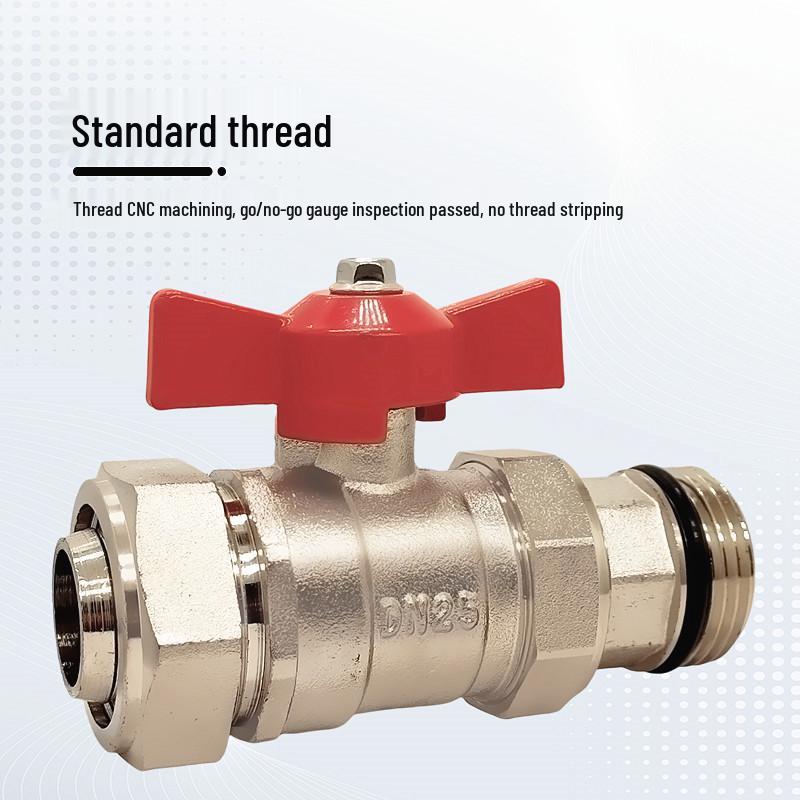 1-Inch Aluminum-Plastic Ball Valve for Underfloor Heating, 32mm External Thread Double Union Manifold.