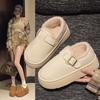 Fashion 2024 Women's Winter New Fashion Round Head Buckle Solid Color Thick Bottom Set Wear Versatile Comfortable Cotton Shoes