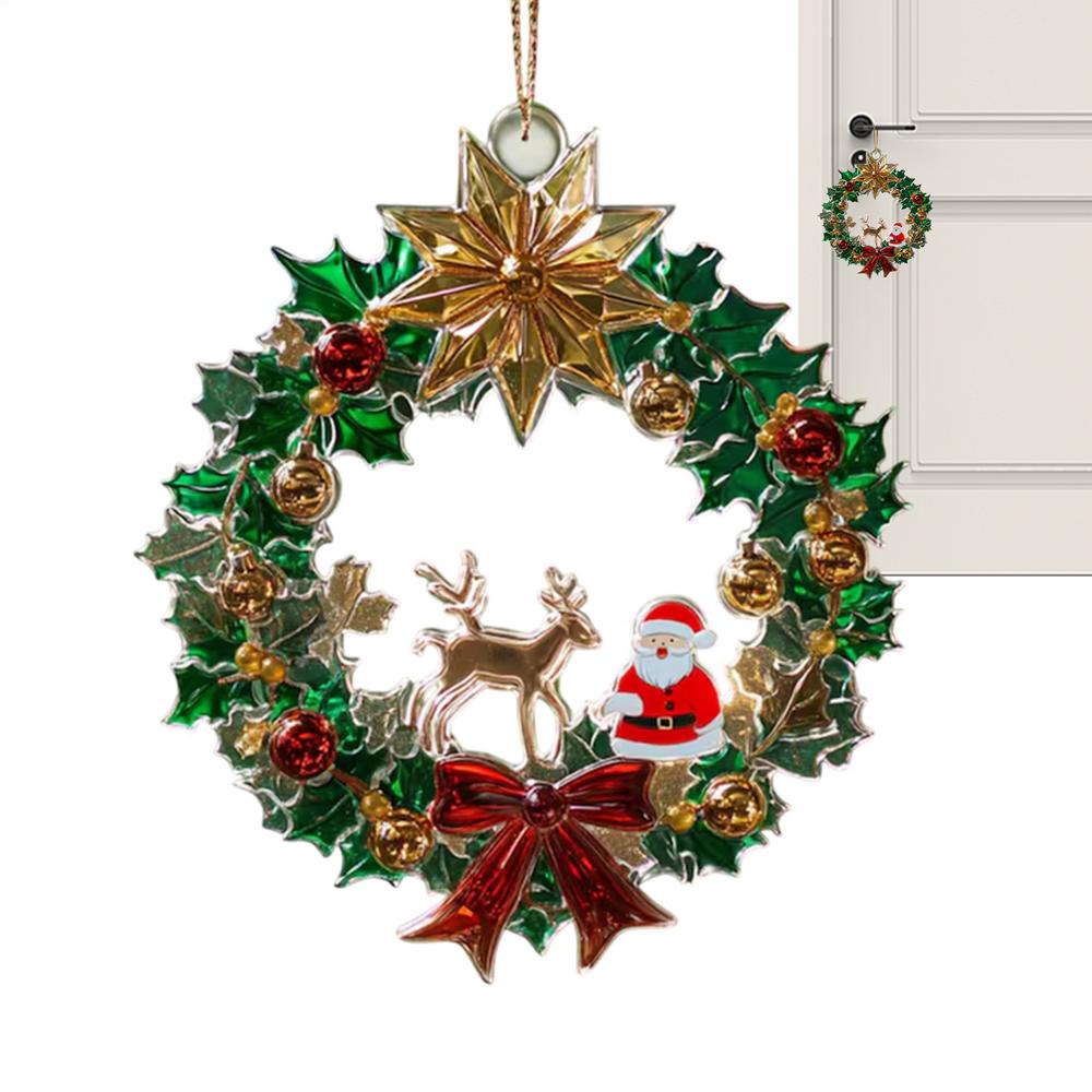 Christmas Tree Decorations 2D Santa Claus Home Decor Small Holiday Christmas Charm For Living Room Entryway Window Door Shelf