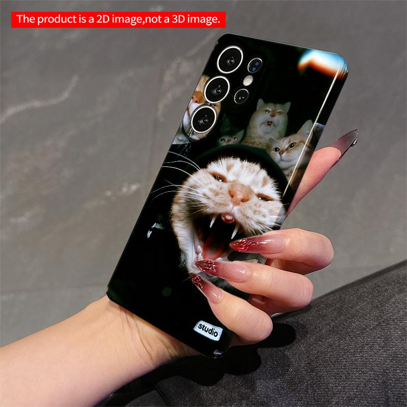 2DFlat Samsung phone case Ginger Cat Crew in Hoodies, Yawning & Staring Applicable to Galaxy S22 S23 S24 S25ULTRA S26 A12 A13 A14 A15 A16