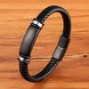 Новые мужские браслеты из нержавеющей стали и натуральной кожи, 3 цвета, плетеный браслет, подарок на день рождения