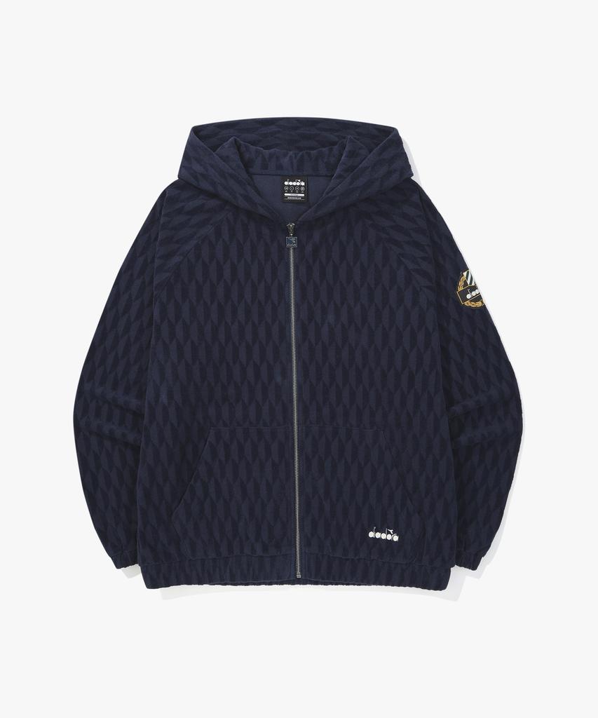 Diadora Terry Jacquard Zip-Up Hoodie Jacket Navy