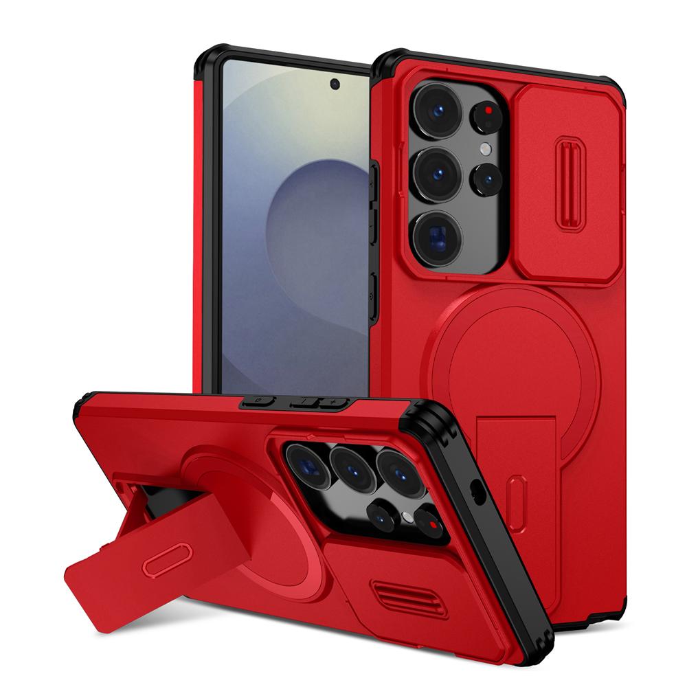 KEYSION Противоударный магнитный чехол для Samsung Galaxy S24 S25 Ultra S25+ S24 FE со сдвижной защитой камеры, подставкой и поддержкой беспроводной зарядки