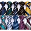 Красный, синий, золотой, серый, мужской шелковый полосатый тканый галстук, носовой платок, запонки