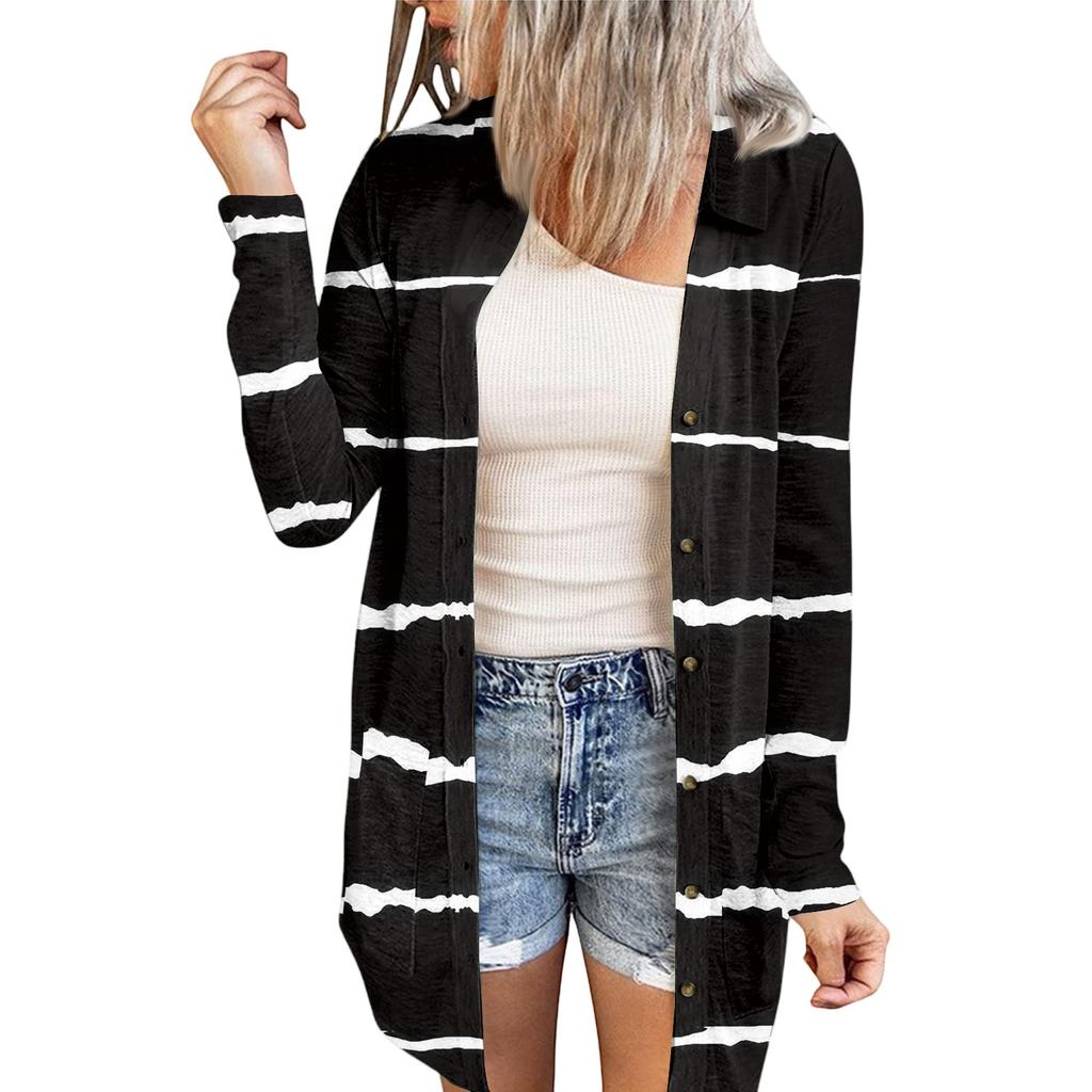 Women's Casual Fashion Floral Print Long Sleeve Mid-Length Cardigan Jacket