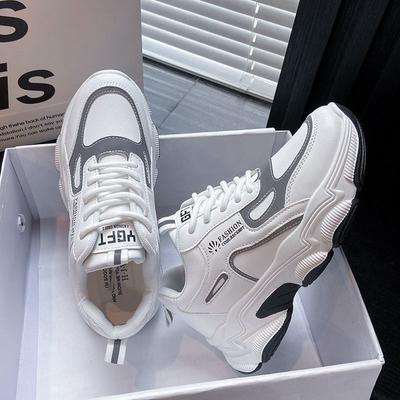 Туфли Женские 2025 Весна и Осень Новые Спортивные Повседневные Кожаные Туфли Корейская Версия Маленькие Белые Туфли Студенческие Папины Кроссовки