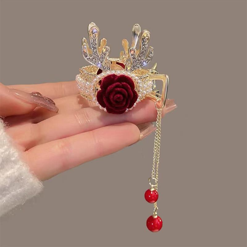 Красная роза заколка для волос бабочка заколка для волос когти женская шпилька кисточка таблетка головка конский хвост пряжка заколка аксессуары для волос