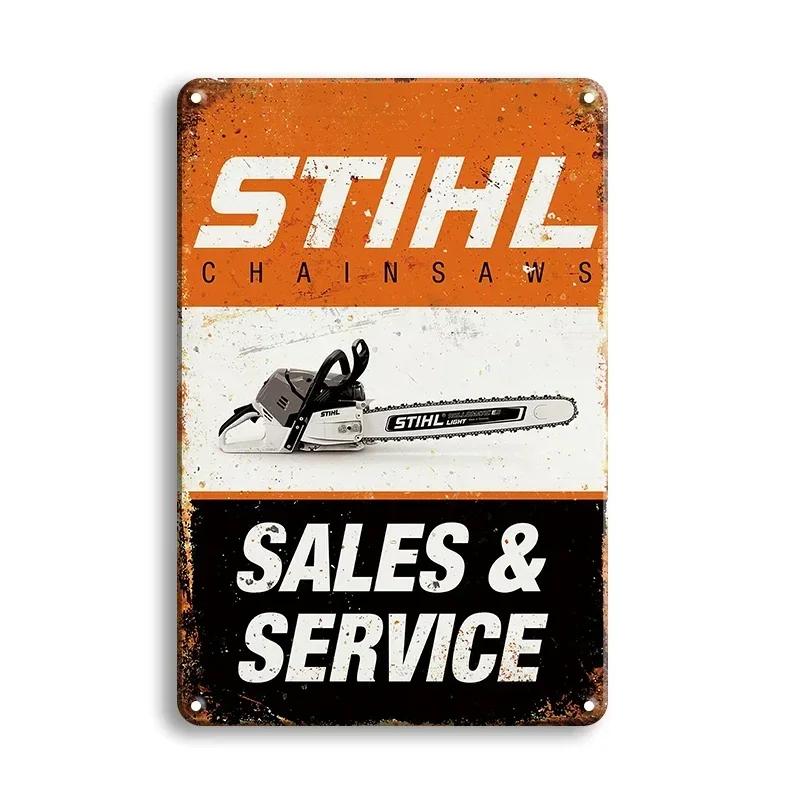 Ретро Инструмент Бренд Stihl Металлическая Вывеска Винтажный Стиль Табличка Отличная для Рустикального Украшения Стен в Мужской Пещере Доме Гараже