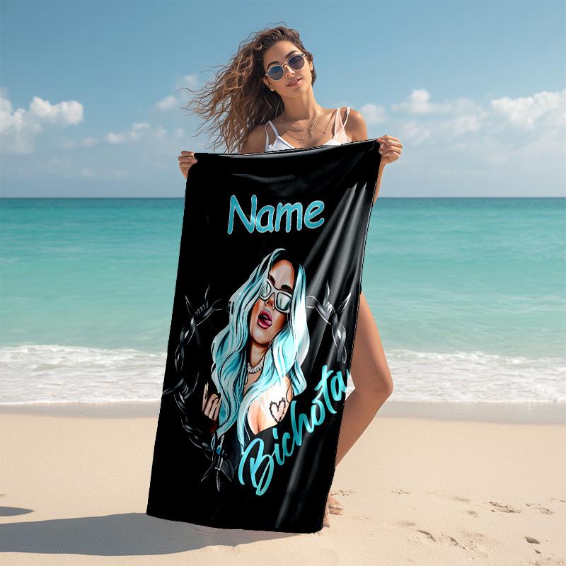 Personalized customized proof beach towel with singer Karol G pattern - soft, absorbent,quick-drying,perfect swimming,camping&bathing