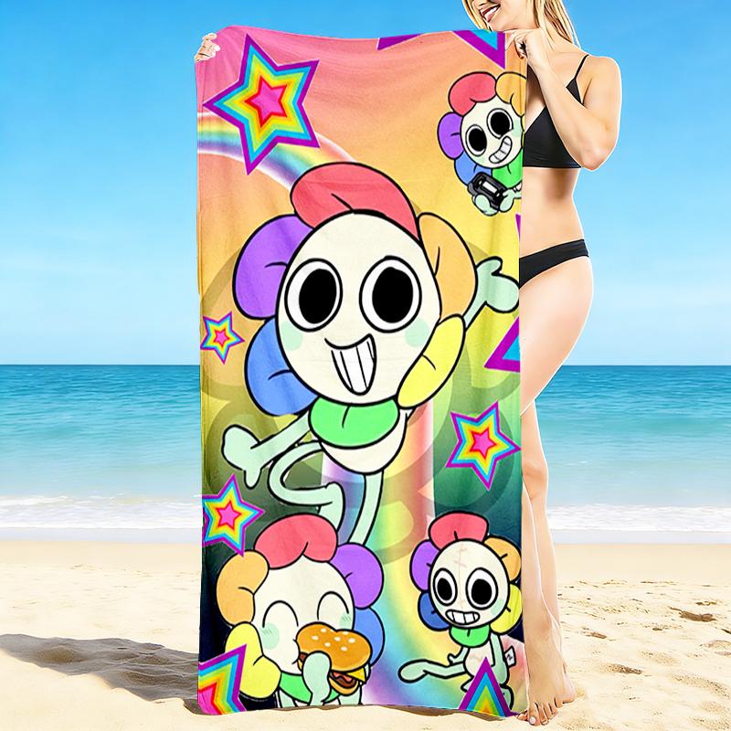 1Pc Colorful Cartoon Characters Beach Towel, Quick Dry, Multi-Use for Beach Pool Gym Yoga Home Travel, Christmas, Halloween, Xmas Gift S92958