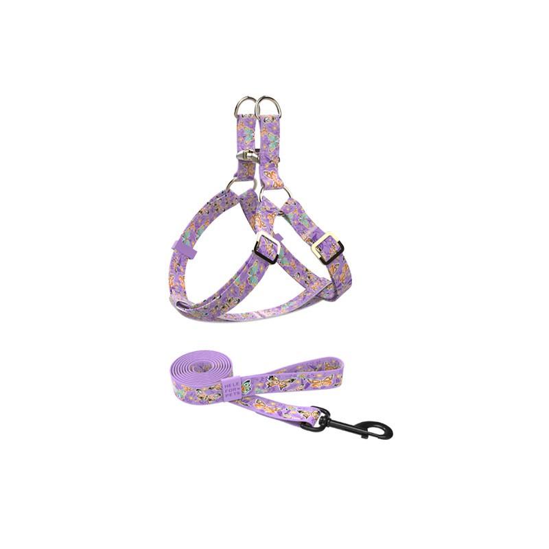 Adjustable Dog Harness Leash Set Small Medium Dogs Print Design Nylon-like Material 3 Sizes Available