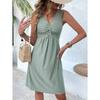 Stylish Solid Color Dress Women Sleeveless Off Shoulder V-neck Dresses Summer Lady Sexy Slim Party Dress 20 Colors