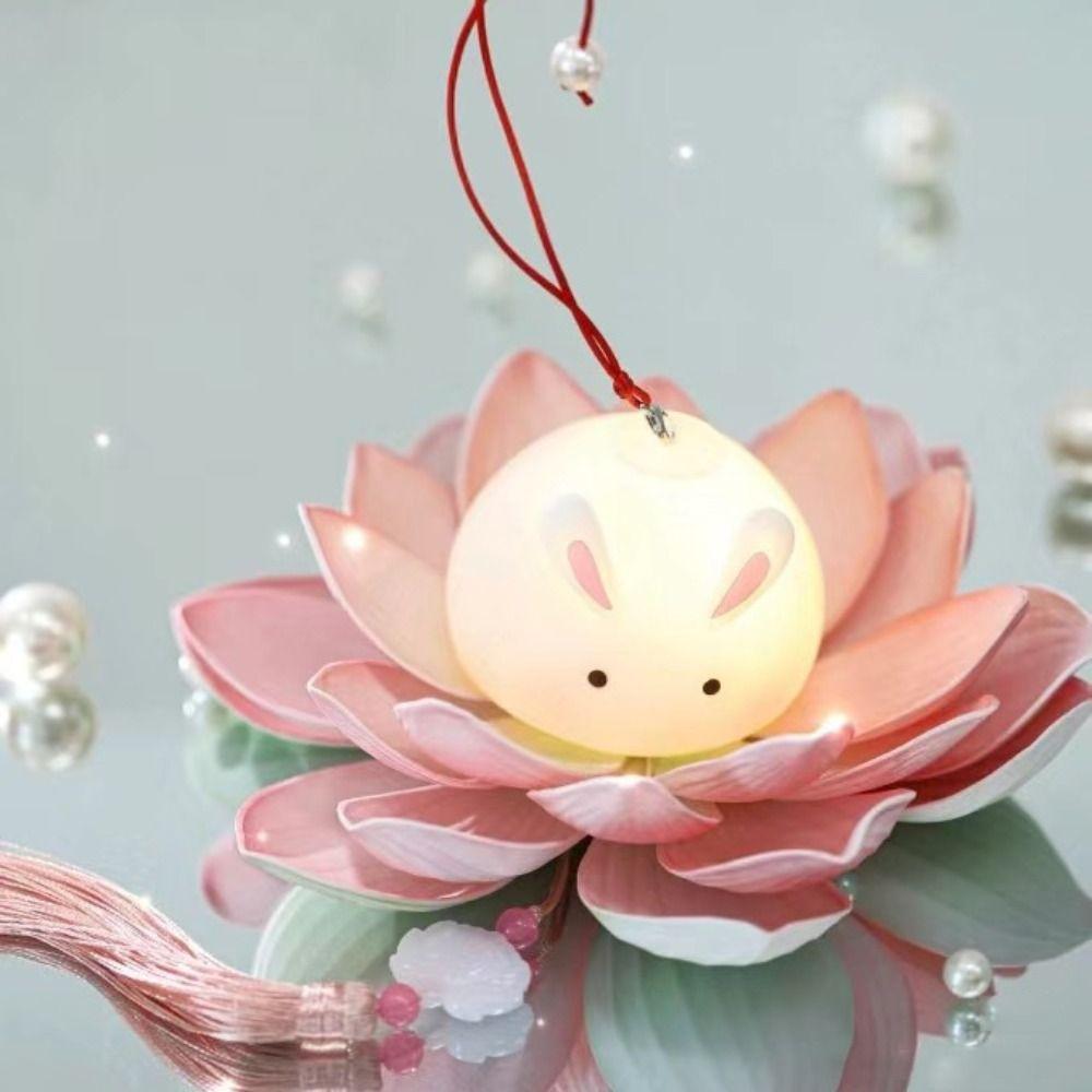 Glowing Mid-Autumn Festival Lantern DIY Holiday Decoration New Lotus Rabbit Lamp