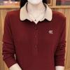 Свитшот с лацканами, модный однотонный новый топ поло с длинными рукавами, рубашка для мам среднего возраста на весну и осень, облегающая и замедляющая старение