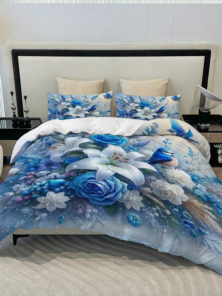 Постельное белье с 3D-принтом, узор цветка лилии, комплект пухового пододеяльника, мягкий и удобный комплект постельного белья, пододеяльник в цветочном стиле, наволочки