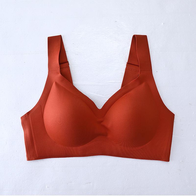 Hot Sale Wide Shoulder Strap Adjustable Latex Underwear Women's No Steel Rim Thin Gather Breasts Sports Vest Bra