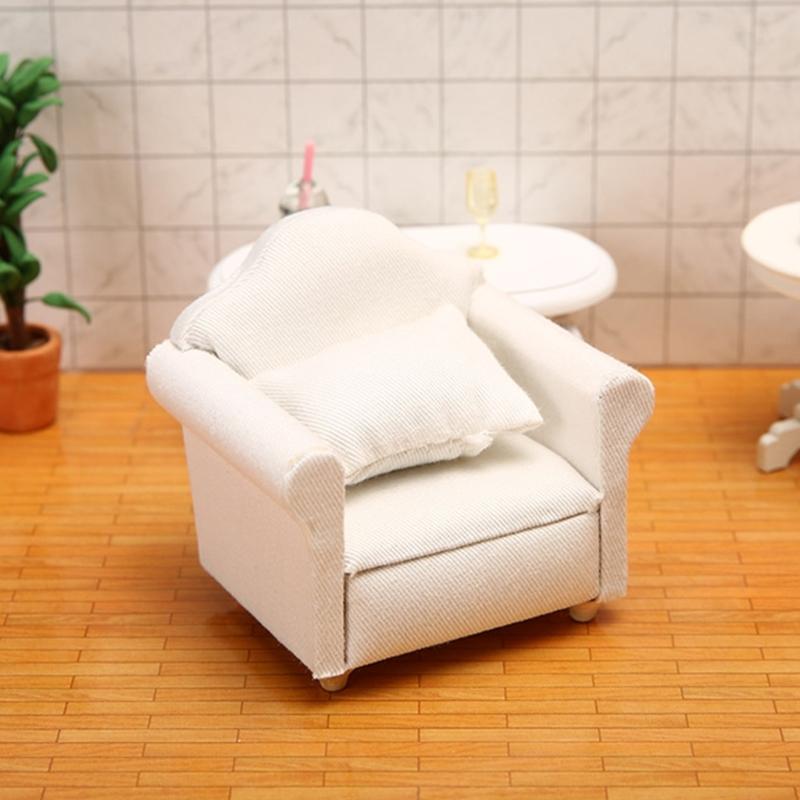 1:12 Miniature Sofa Model Figurine For Doll House With Wooden Frame And Soft Fabric Cover For Realistic Scene Decoration