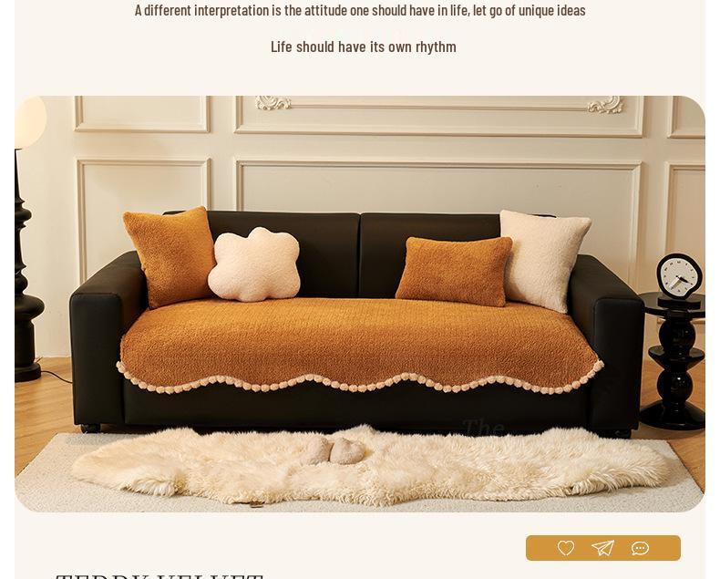 Нескользящий чехол на диван из шерсти ягненка: Толстая, цельная подушка для осени и зимы