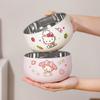 Для Sanrio Kawaii Hello Kitty Kuromi Миска для риса Миска для супа Детская миска из стали 316 Двухслойная теплоизоляция и защита от ожогов Посуда