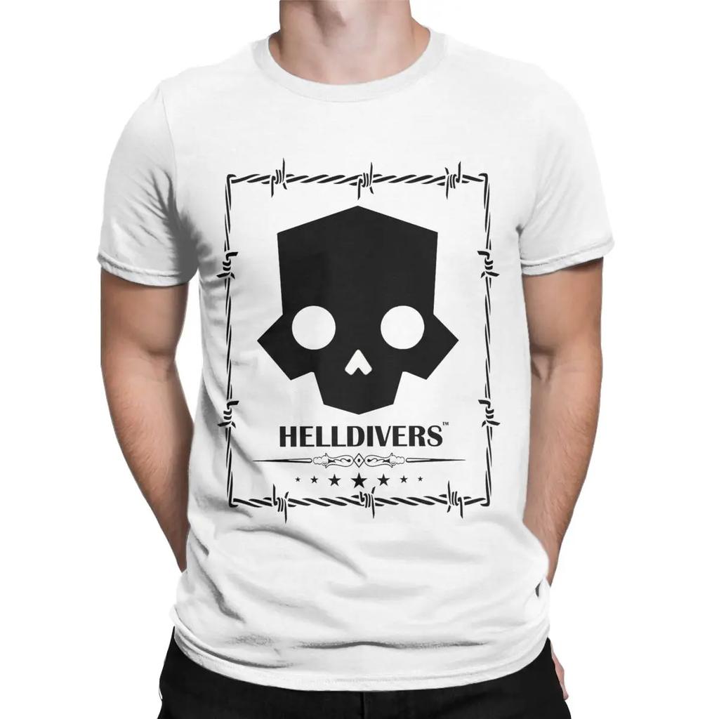 Потрясающая футболка по научно-фантастической видеоигре Helldivers для мужчин, с круглым вырезом, хлопковая, с коротким рукавом, с принтом