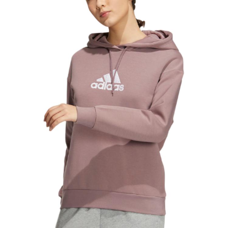 Adidas Hooded Letter Print Long Sleeve Sweatshirt Women Tops Pink HM7073
