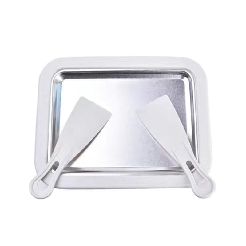 Мороженица Йогуртовая сковорода для заморозки Мини-машина для жареных йогуртов Машина для мороженого с 2 лопатками Пластина для жарки льда для домашнего использования