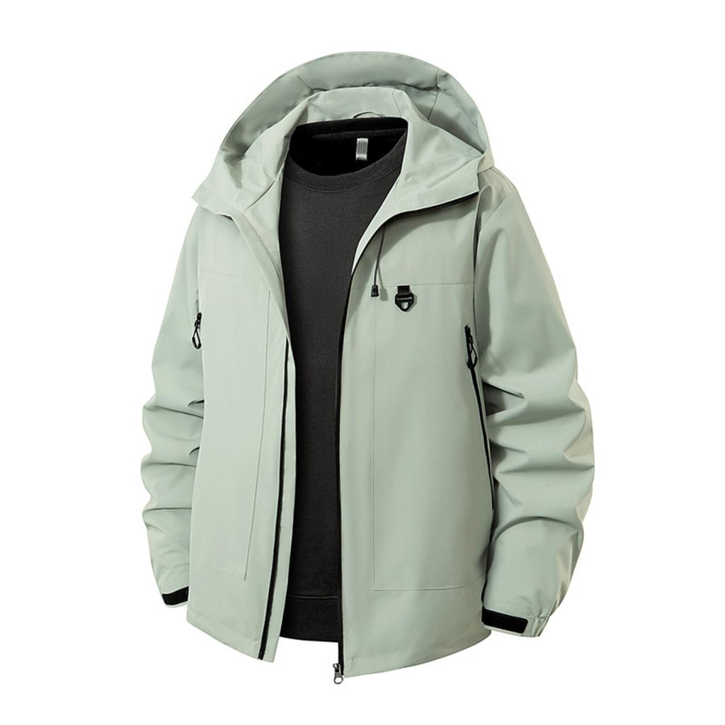 Men's Hooded Jacket Waterproof Wear-Resistant Casual Sports Outdoor Mountaineering Jacket